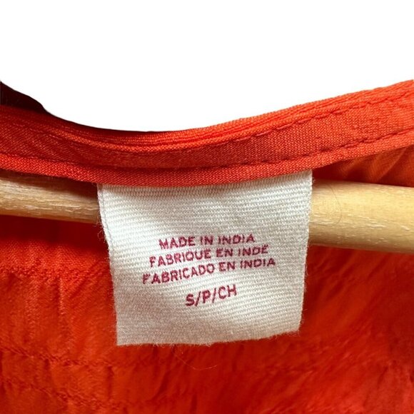 Levi's Blouse‎ Cropped Tie Front Long Balloon Sleeve Orange Smocked Womens Small - Picture 6 of 7